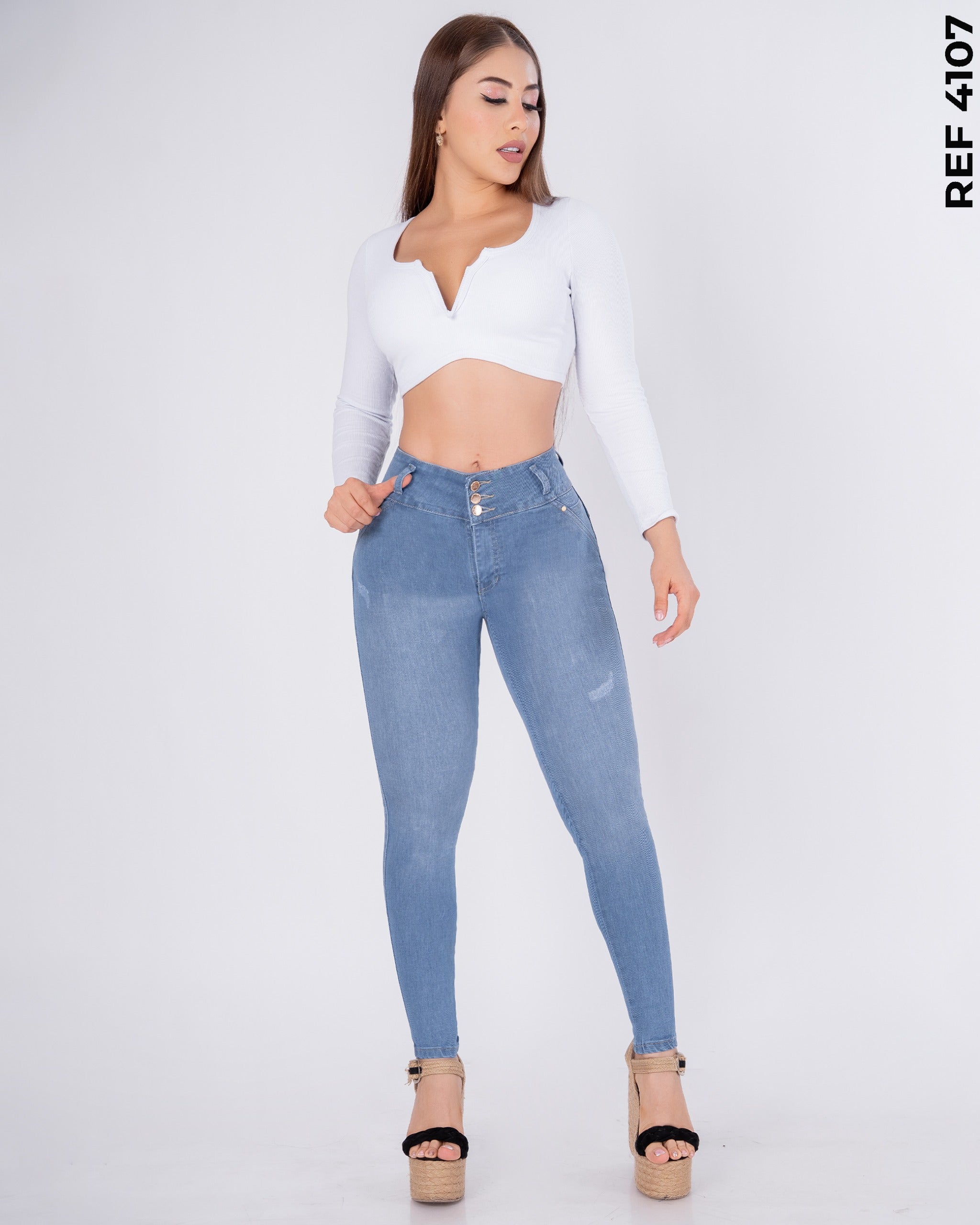 Jean Skinny Tiro Alto Azul Claro REF 4107