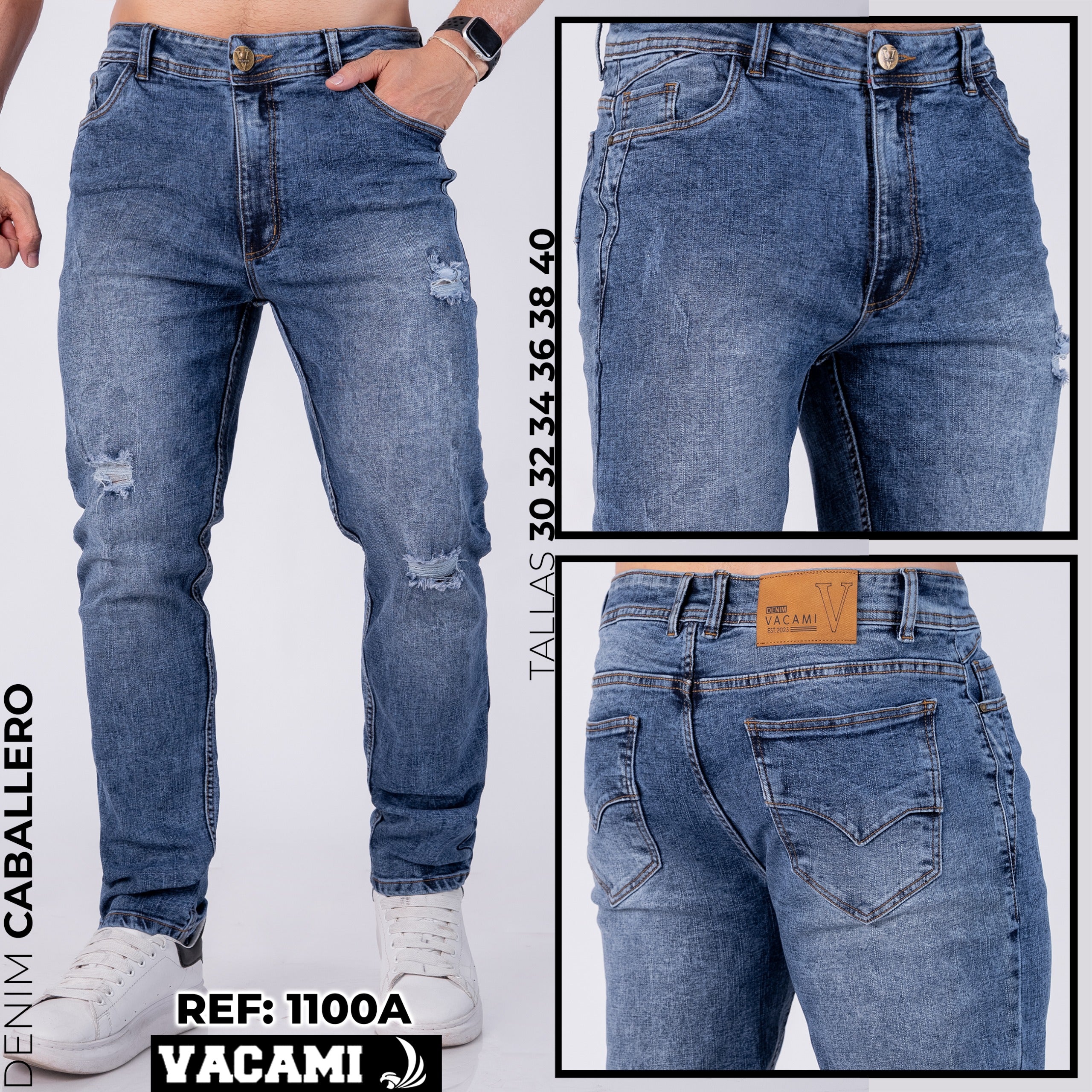Jean Caballero Skinny Destroyed Acid Wash REF 1100A