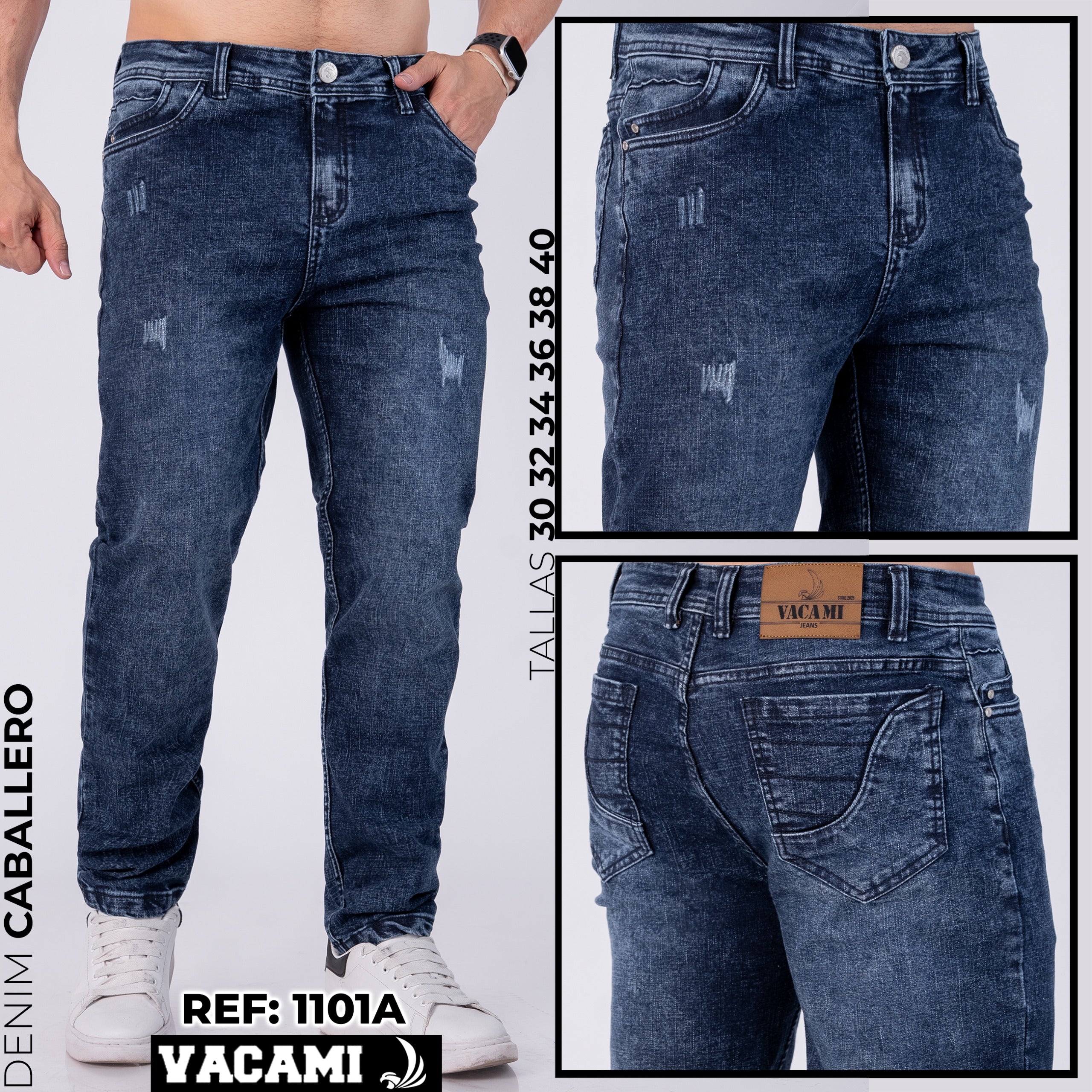 Jean Caballero Skinny Acid Wash Azul Oscuro REF 1101A