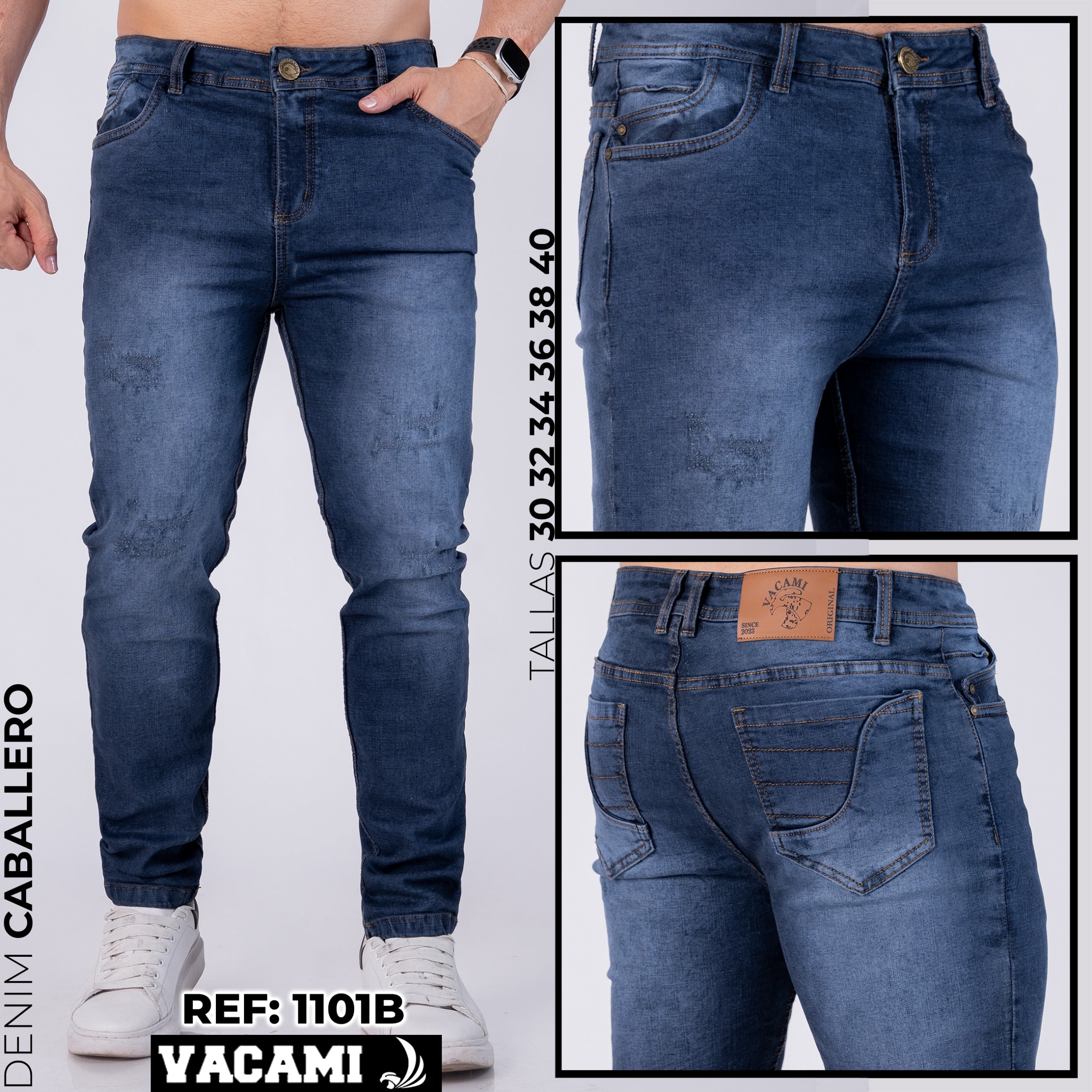 Jean Caballero Skinny Azul Medio Desgastes Sutiles REF 1101B