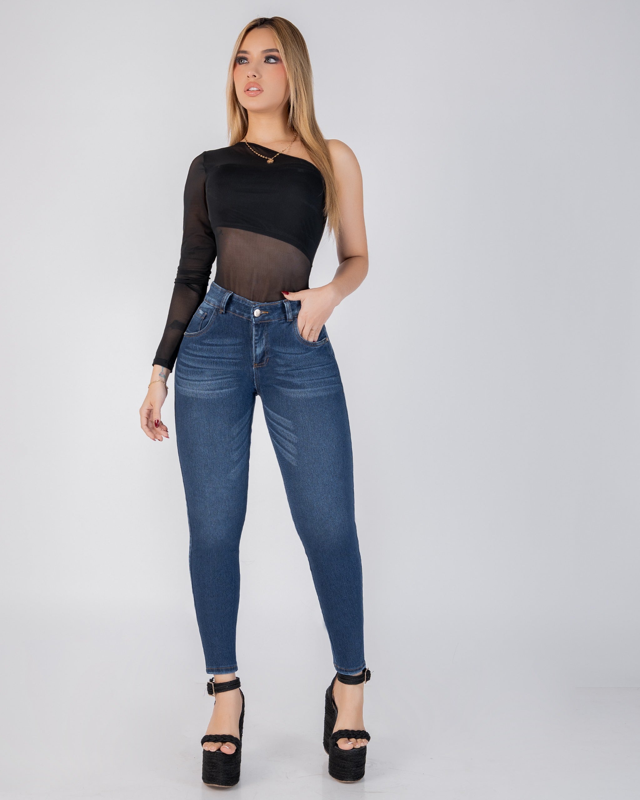 Jean Skinny Stretch Tiro Alto Clásico REF SK4118