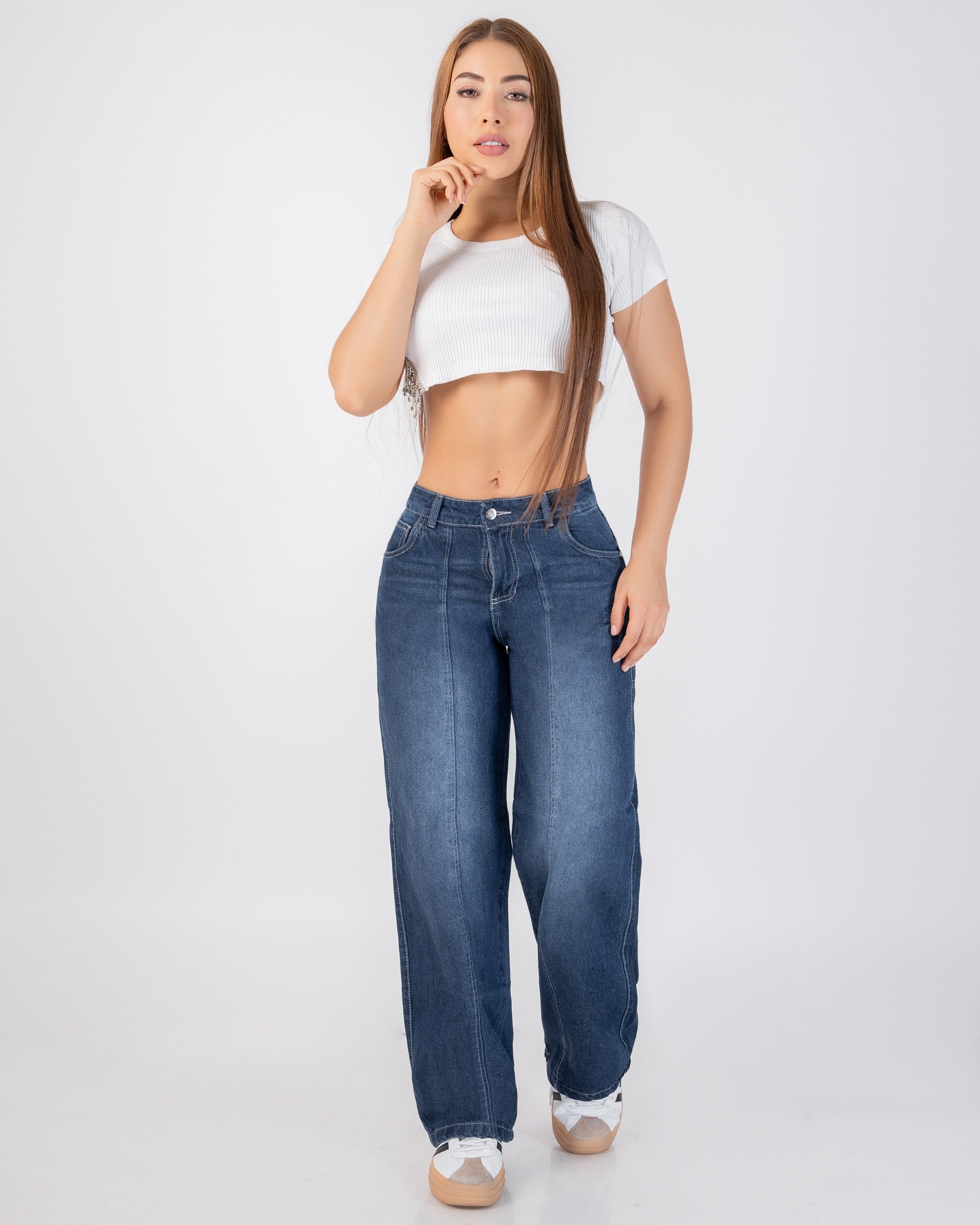 Jean Wide Leg Denim Rígido Azul Sombras REF R4121